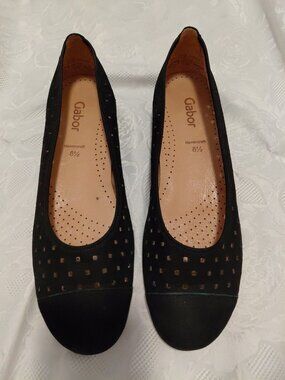 Gabor Nappa Hovercraft Shoes Womens US 8.5 Black Leather Comfort Ballet Flats